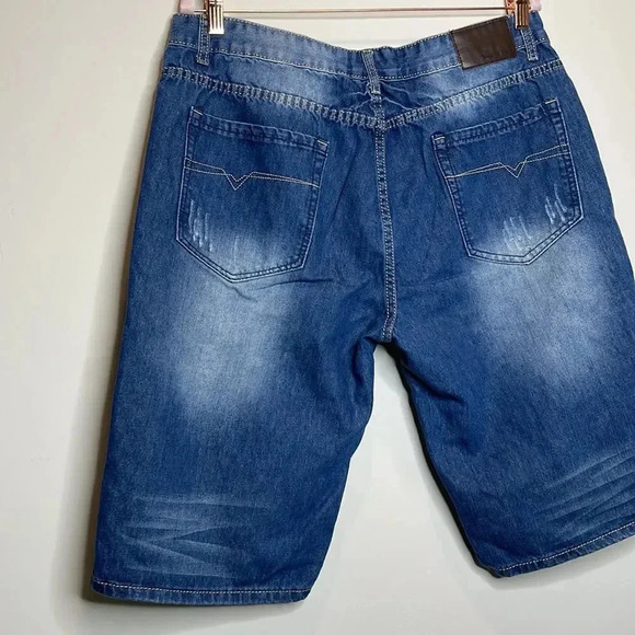 Respect our Kingdom Blue Distressed Denim Shorts - Picture 7 of 8